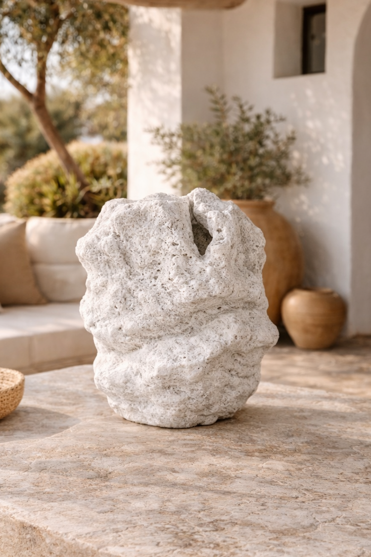 JARRÓN BLANCO ESTILO MEDITERRÁNEO