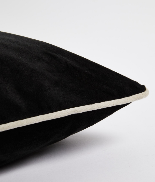 Cojin Negro Ribete Beige Fino
