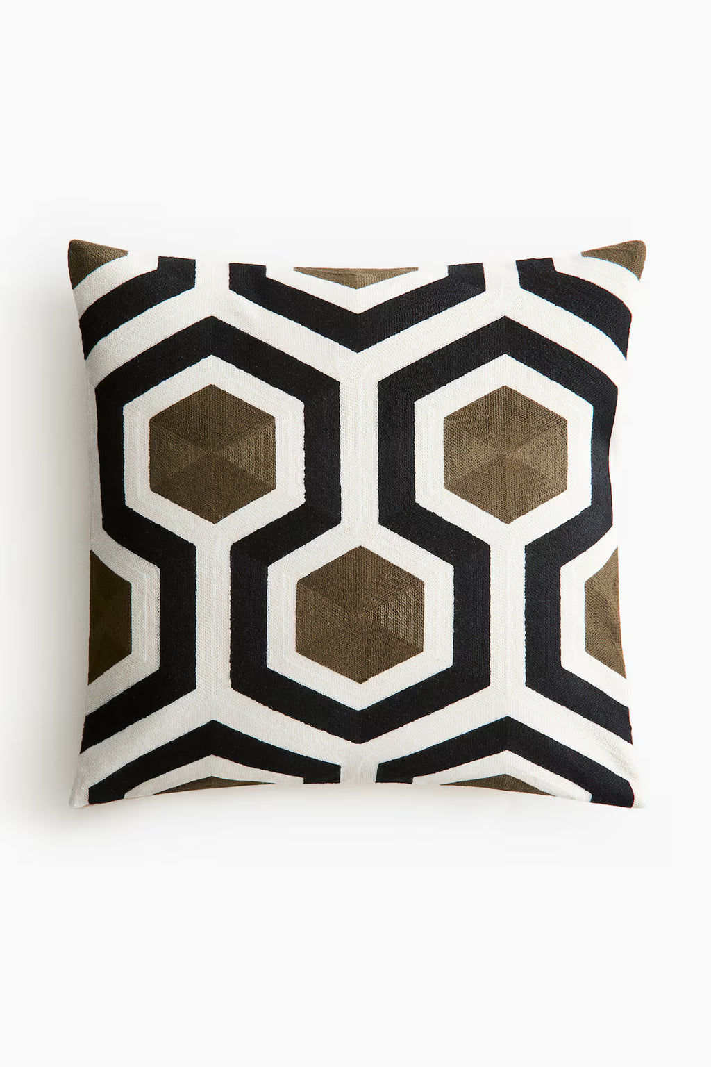 Cojin Negro Verde Beige Geometrico