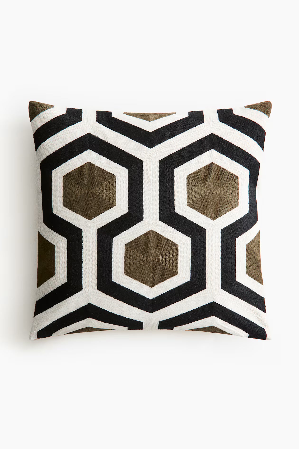 Cojin Negro Verde Beige Geometrico