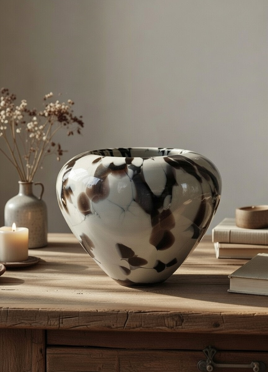 Jarrón negro vidrio soplado